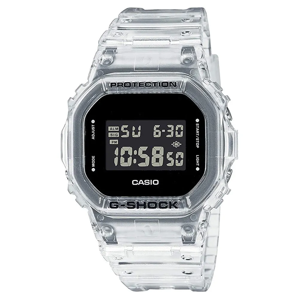 Casio Women's Black Dial Silver Resin Band G-Shock Digital Japanese Quartz Watch - DW-5600SKE-7CR