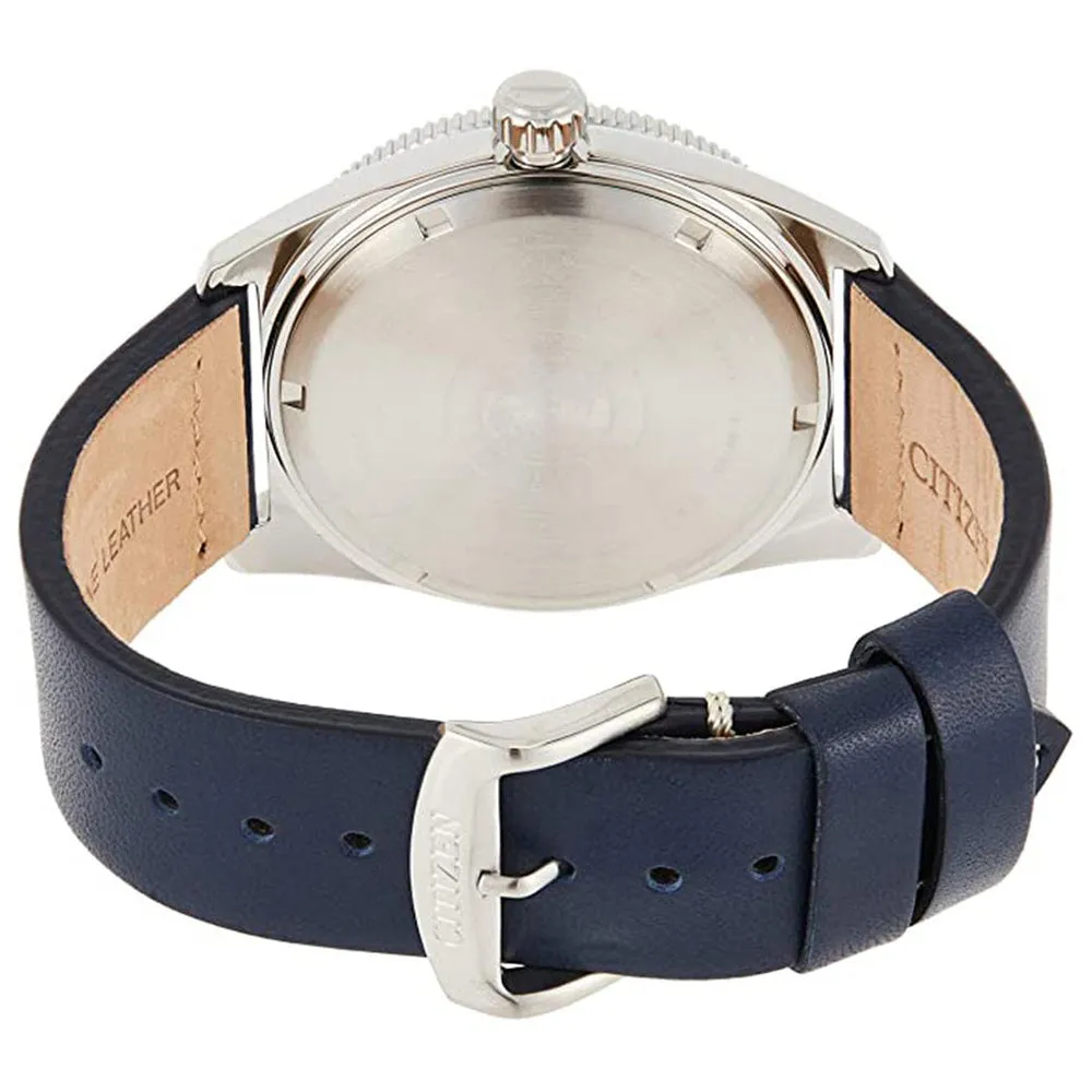 Citizen Brycen Eco Drive Mens Blue Leather Band Blue Quartz Dial Watch - AW1591-01L