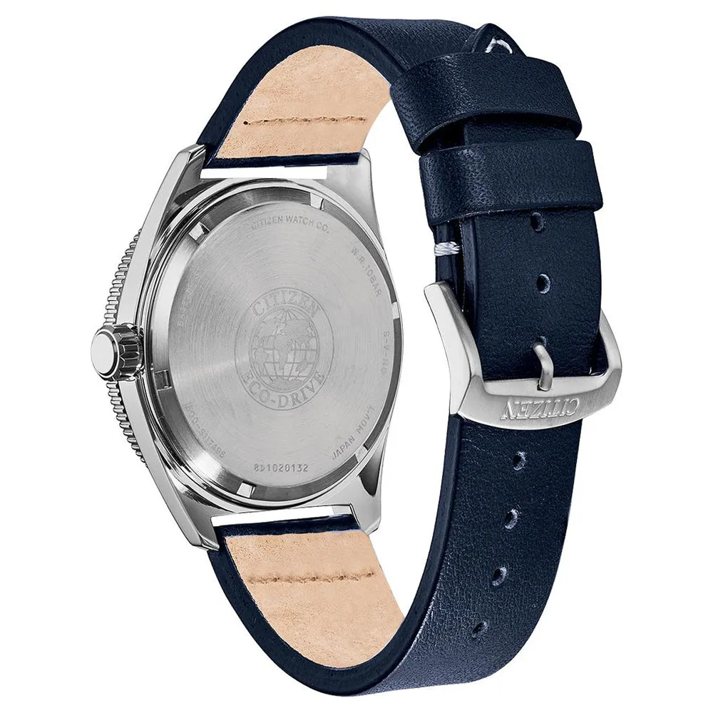 Citizen Brycen Eco Drive Mens Blue Leather Band Blue Quartz Dial Watch - AW1591-01L