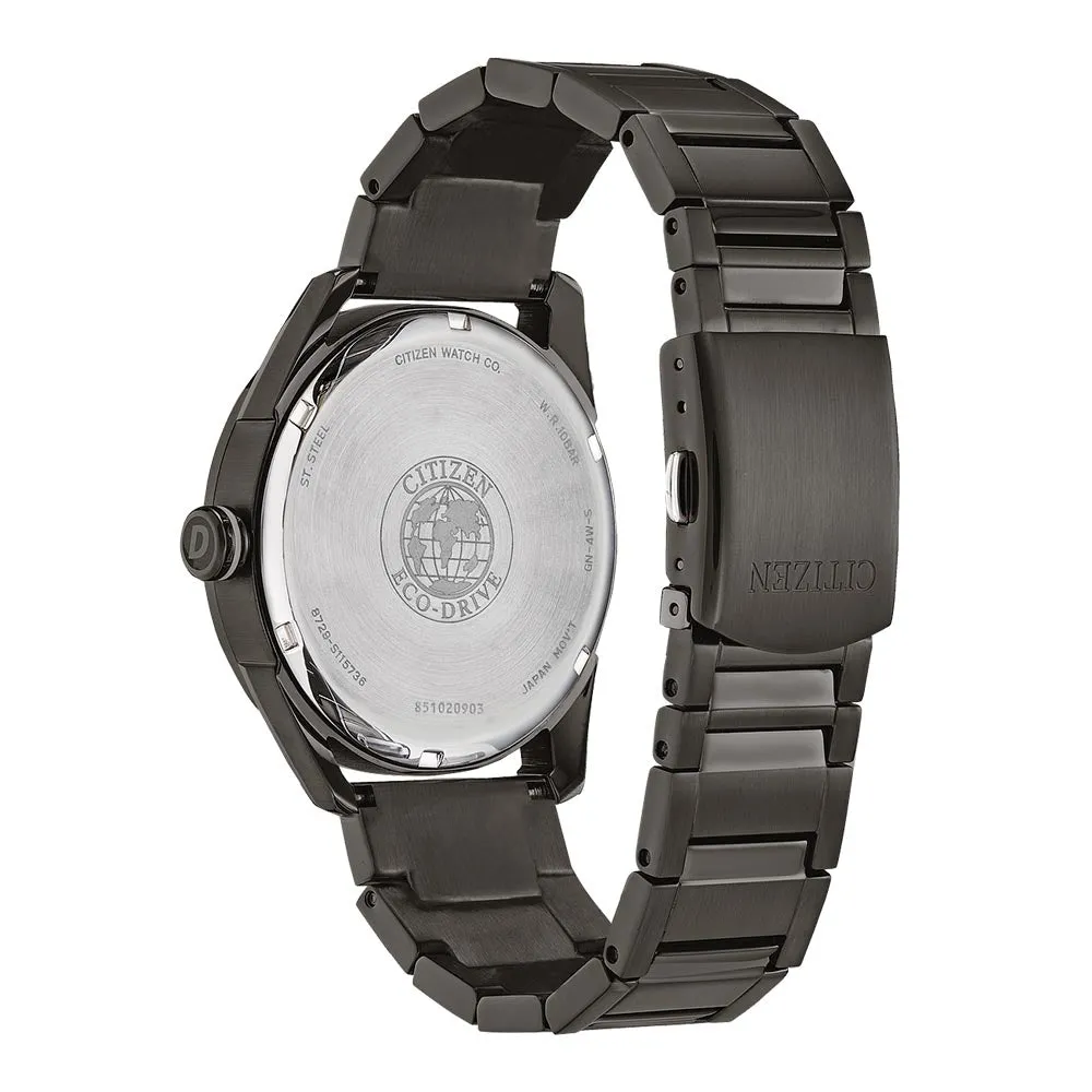 Citizen CTO - Check This Out Eco-Drive Mens Black Stainless Steel Band Grey Quartz Dial Watch - AW0087-58H