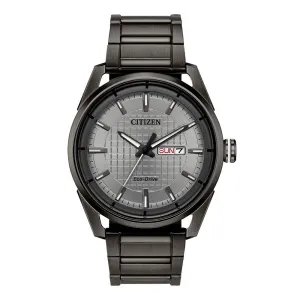 Citizen CTO - Check This Out Eco-Drive Mens Black Stainless Steel Band Grey Quartz Dial Watch - AW0087-58H