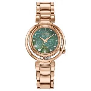 Citizen Eco-Drive L Arcly Diamond Accent and Rose Gold-Tone Bracelet Watch - 29.8mm - EM1113-58Y