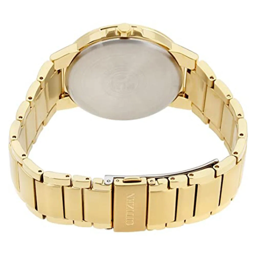 Citizen Eco-Drive Mens Gold Stainless Steel Band Quartz Dial Watch - BJ6512-56P