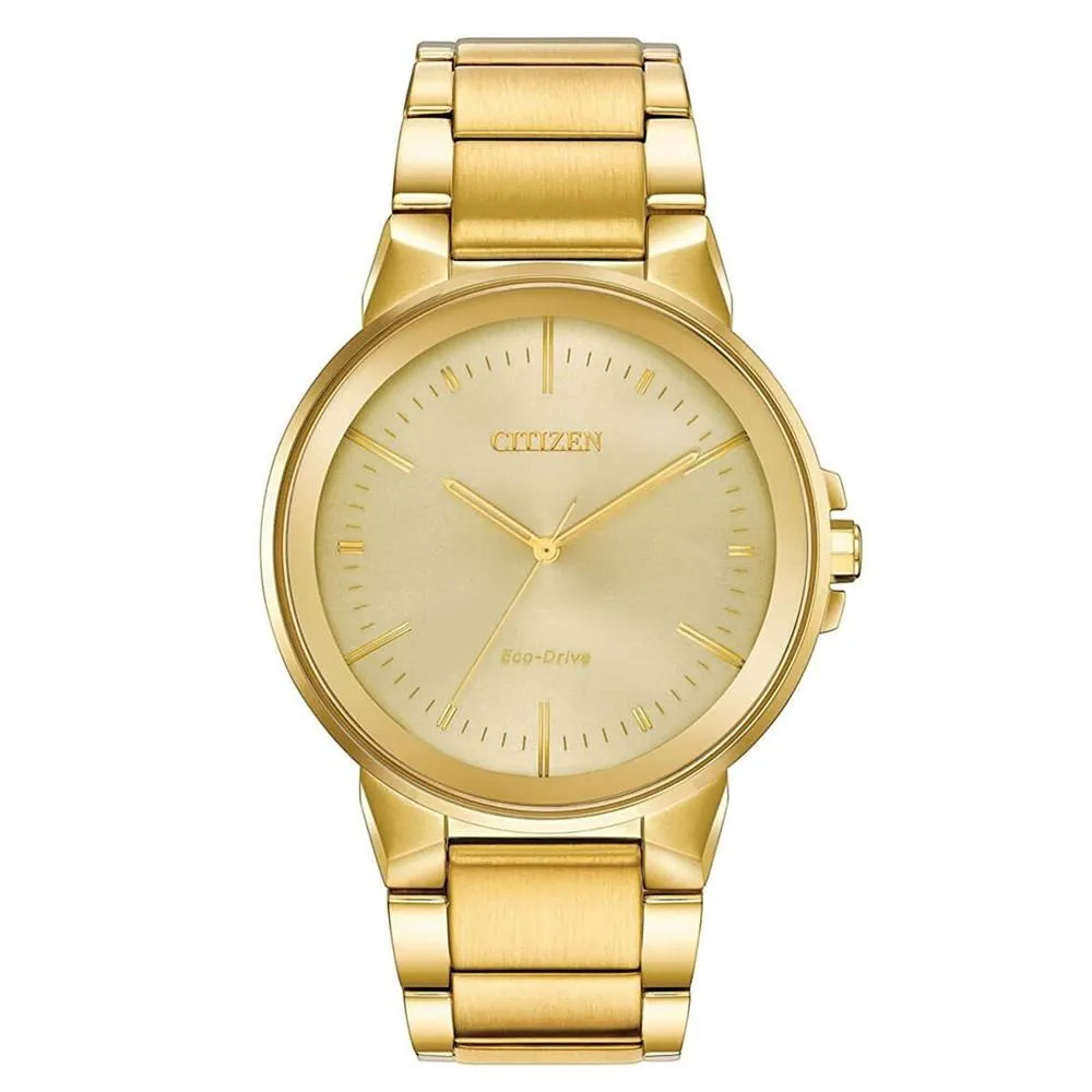 Citizen Eco-Drive Mens Gold Stainless Steel Band Quartz Dial Watch - BJ6512-56P