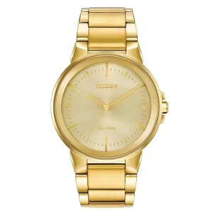 Citizen Eco-Drive Mens Gold Stainless Steel Band Quartz Dial Watch - BJ6512-56P