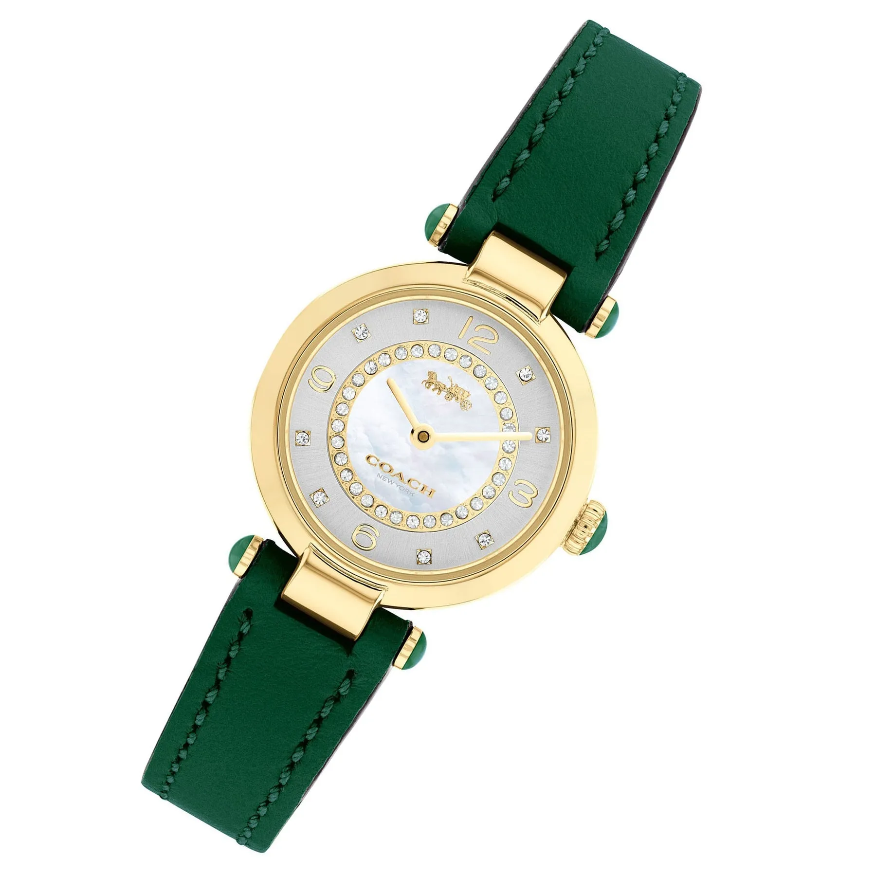 Coach Cary Green Leather Strap Women's Watch 14503894