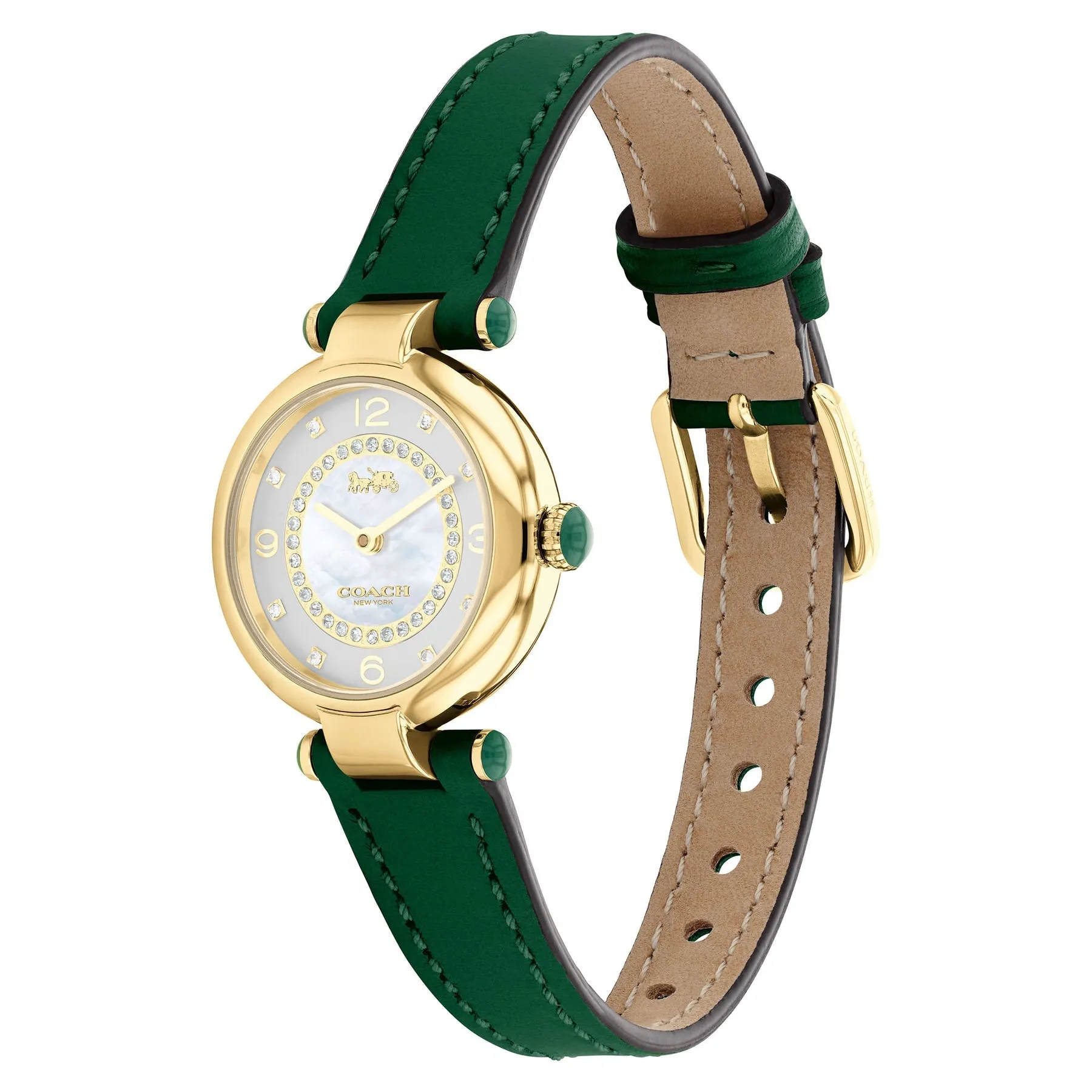 Coach Cary Green Leather Strap Women's Watch 14503894