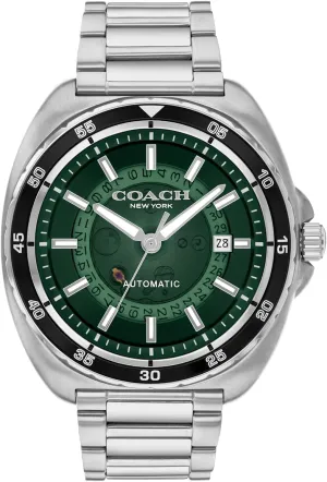 Coach Charter Men's 3H Multifunction Automatic Watch - Stainless Steel Bracelet - Water Resistant up to 5ATM/50 Meters - Gift for Him - Premium Fashion - Self-Winding - 44.5mm