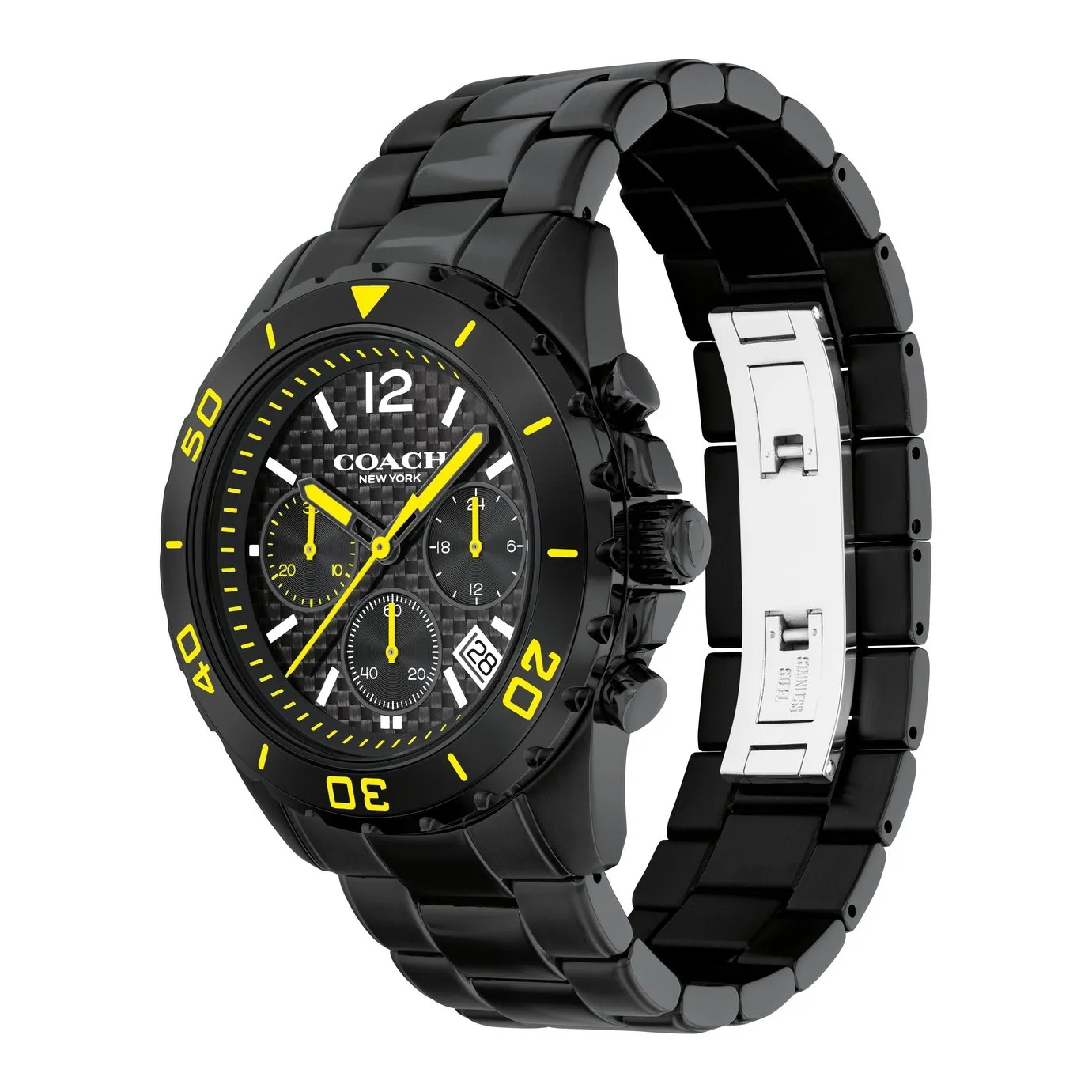 Coach Kent Chronograph Black & Yellow Men's Watch 14602563