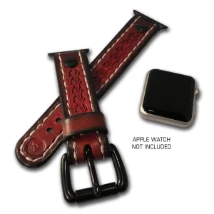 Crimson Stressed Apple iWatch Straps with Black Hardware