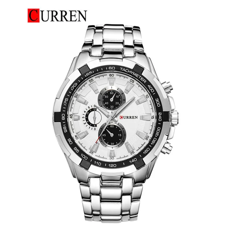 CURREN Original Brand Stainless Steel Band Wrist Watch For Men With Brand (Box & Bag)-8023