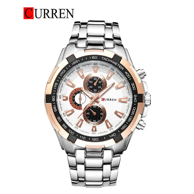 CURREN Original Brand Stainless Steel Band Wrist Watch For Men With Brand (Box & Bag)-8023