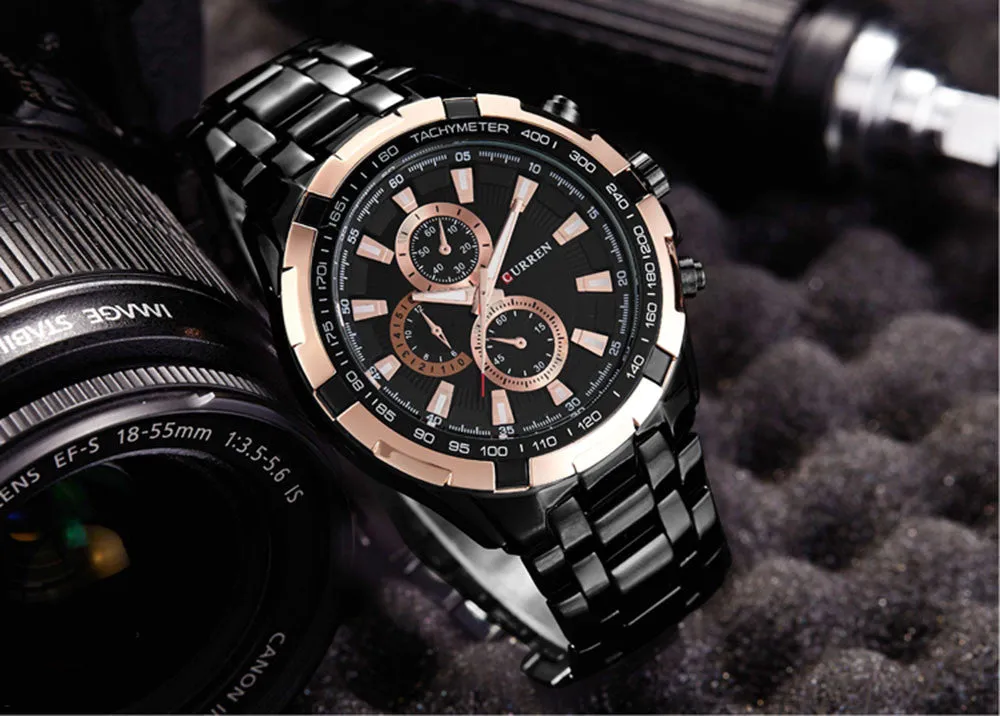 CURREN Original Brand Stainless Steel Band Wrist Watch For Men With Brand (Box & Bag)-8023