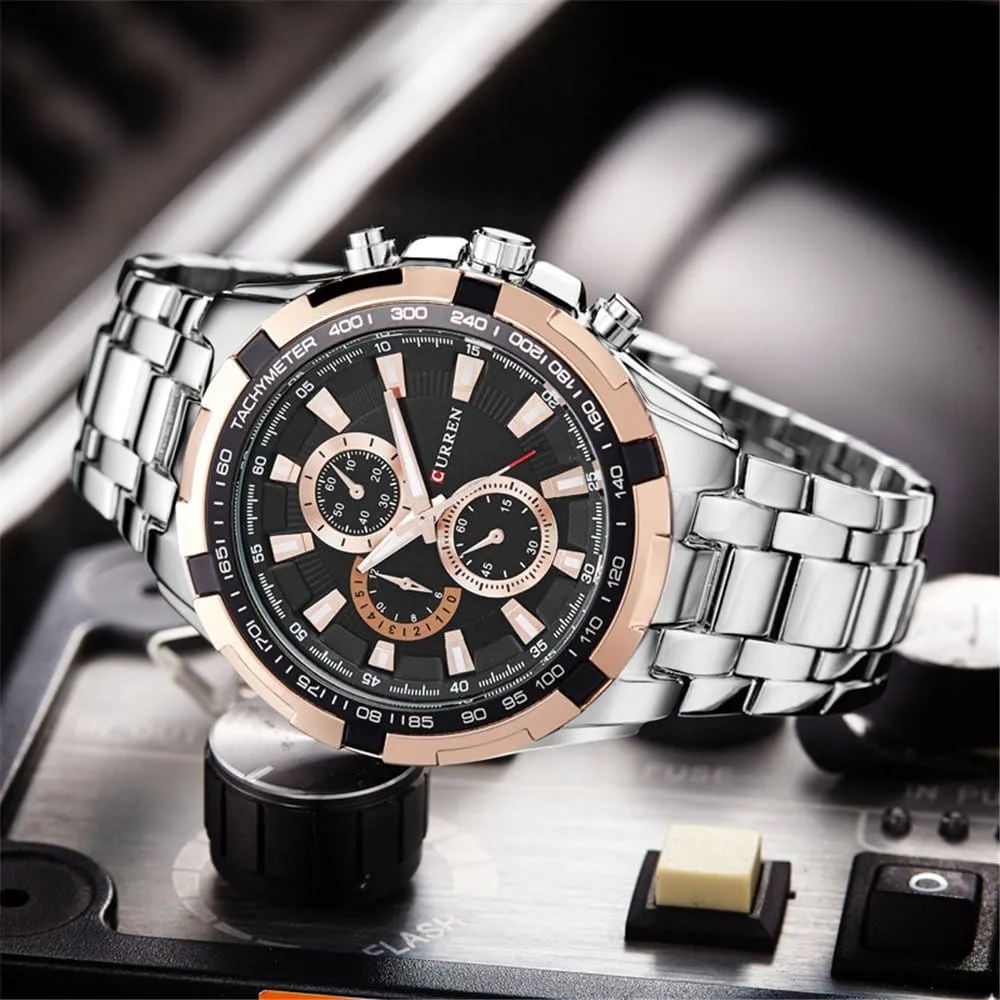 CURREN Original Brand Stainless Steel Band Wrist Watch For Men With Brand (Box & Bag)-8023