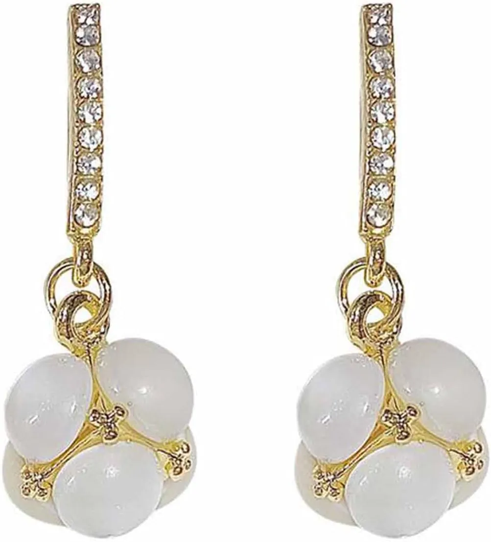 Dainty Opal Gold Drop Studs Earrings for Women Vintage Rhinestone Crystal Dangle Hook Earrings Jewelry for Her Friend Wife Mom Anniversary Birthday Mother's Day Gifts Today 2025