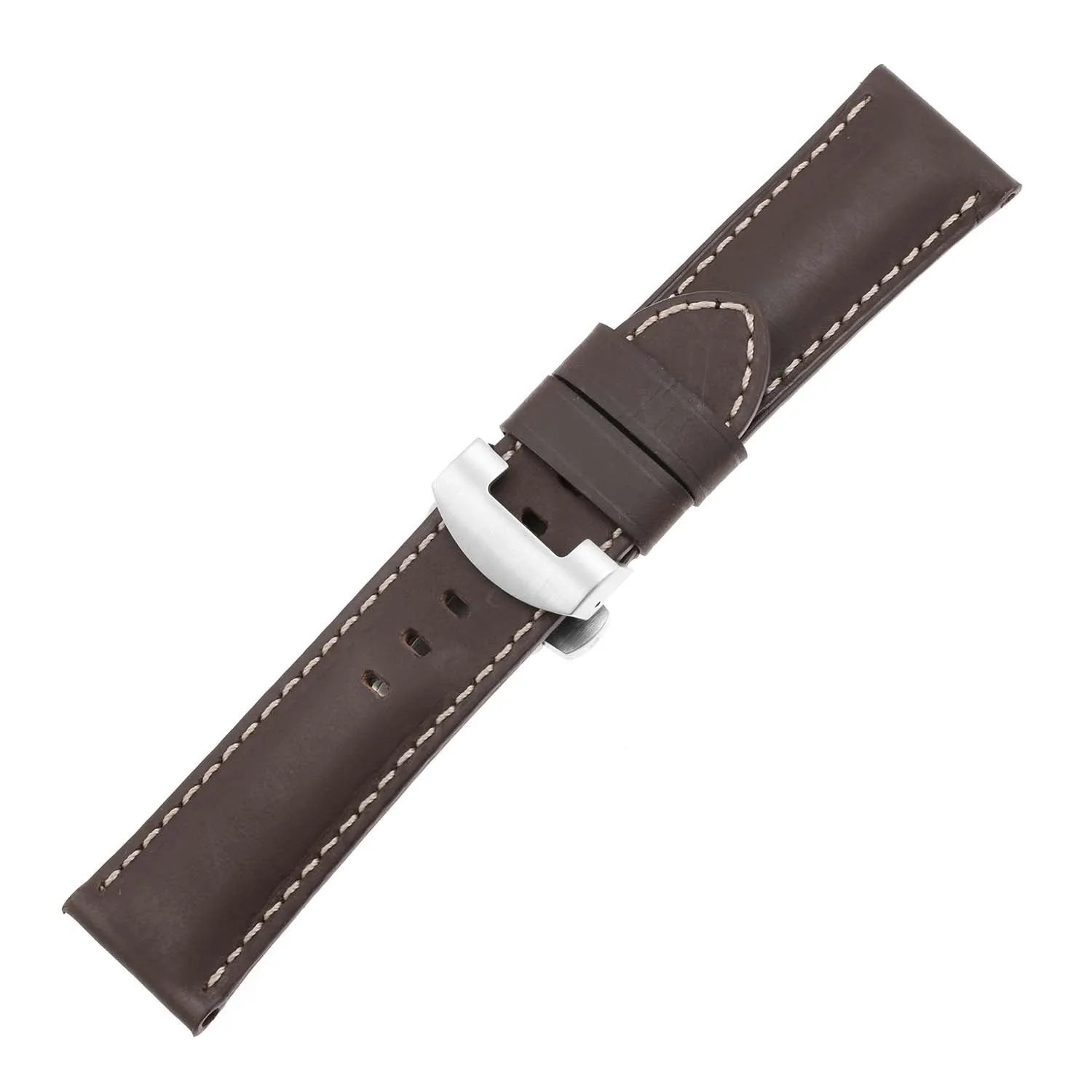 DASSARI Smooth Leather Strap for Deployant Clasp Brown