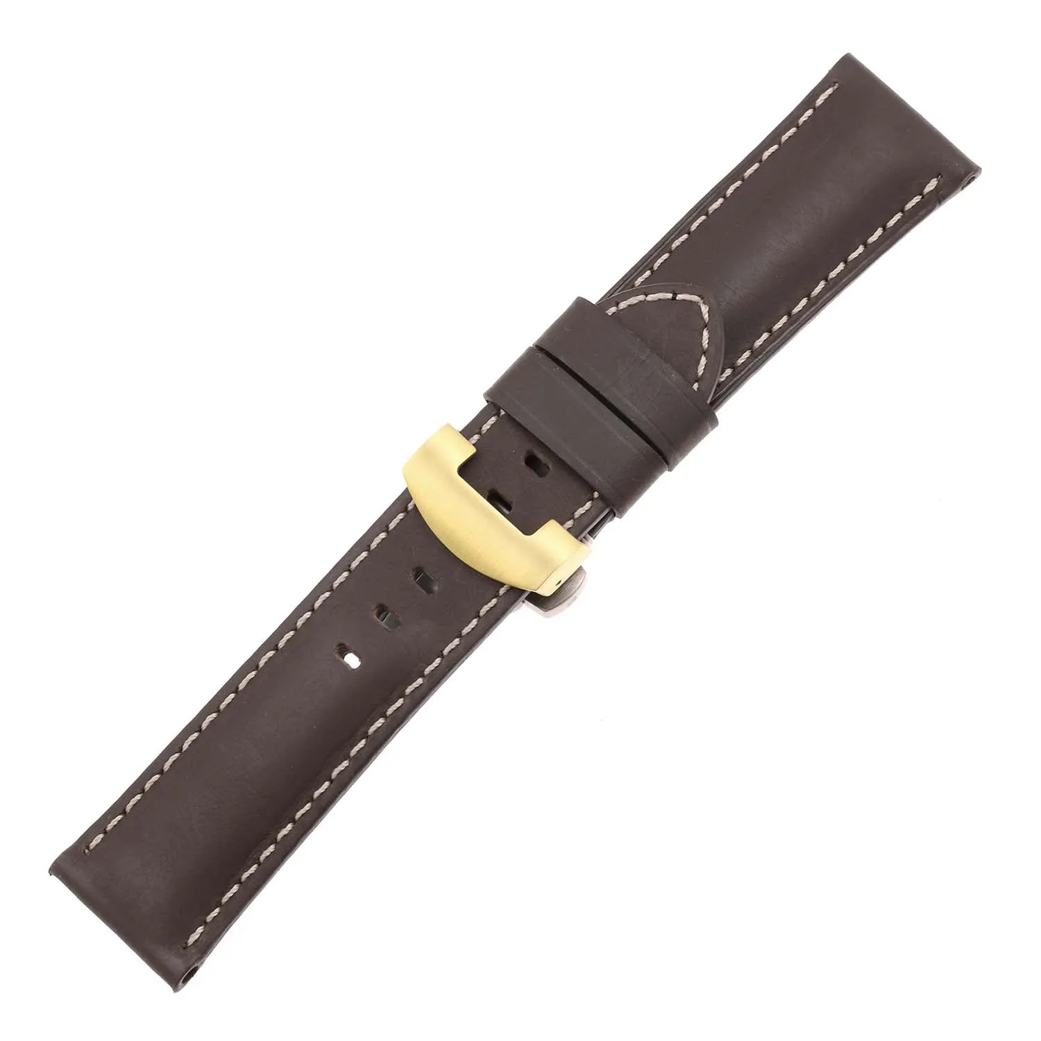 DASSARI Smooth Leather Strap for Deployant Clasp Brown
