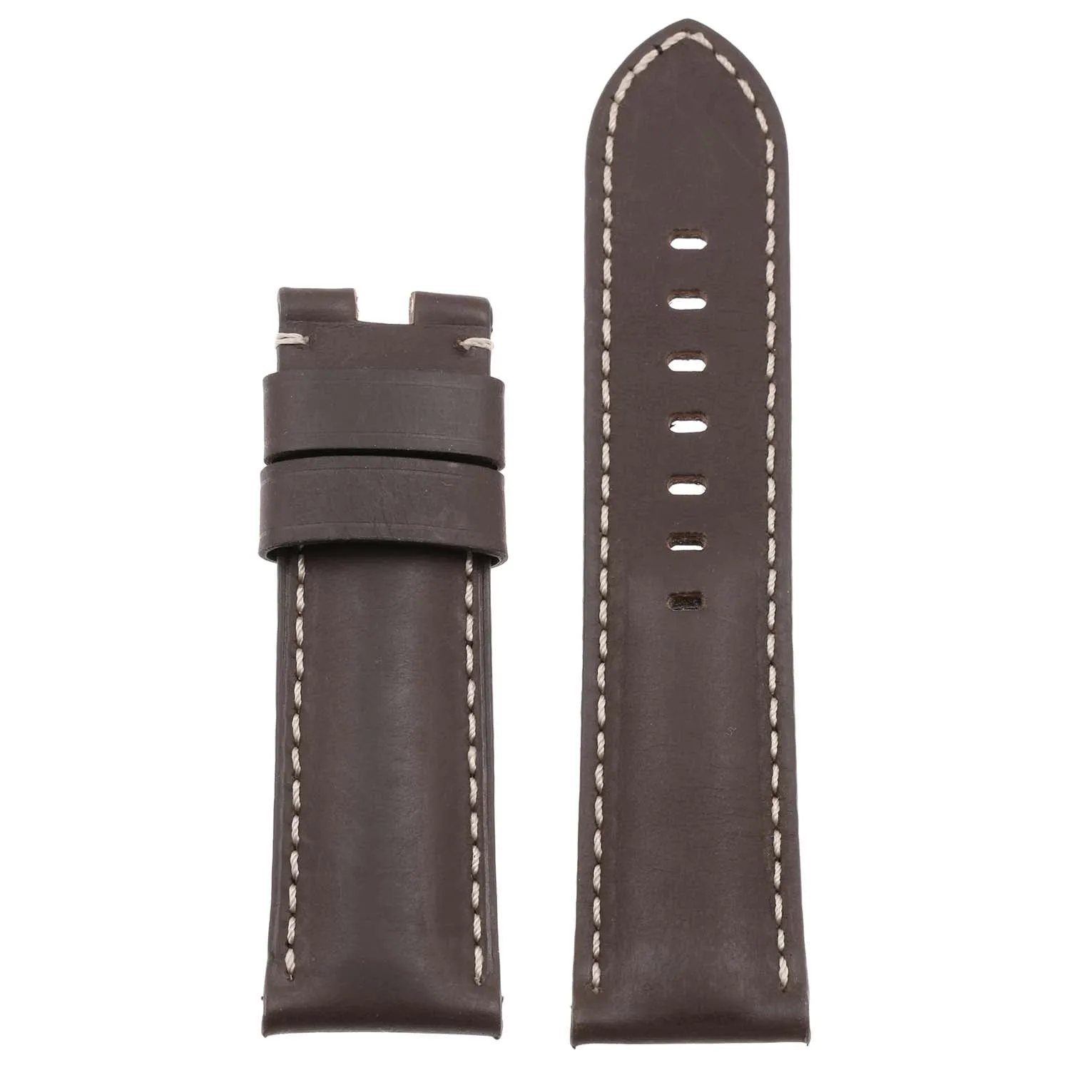 DASSARI Smooth Leather Strap for Deployant Clasp Brown