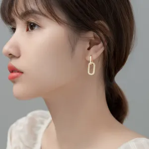 Design Sense Geometric Diamond-studded Ellipse One Type Two Ear Jewelry