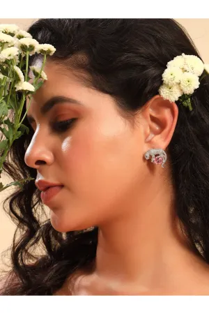 Diamond Studded Animal Pink Stone Earrings