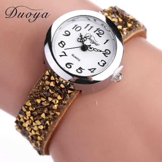 Duoya Brand Watches Women Fashion Crystal Rhinestone Bracelet Watch Ladies Quartz Luxury Vintage Women Watch Gift Dropshipping 4
