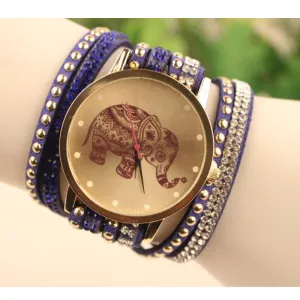 Elephant Watch with Studded Wrap Around Bracelet Band