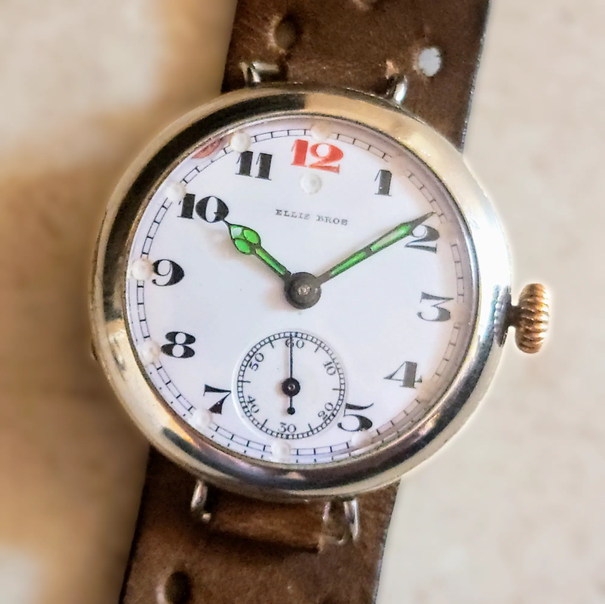 ELLIS BROS Trench Watch By Civic Watch Co. Swiss Made 1910's