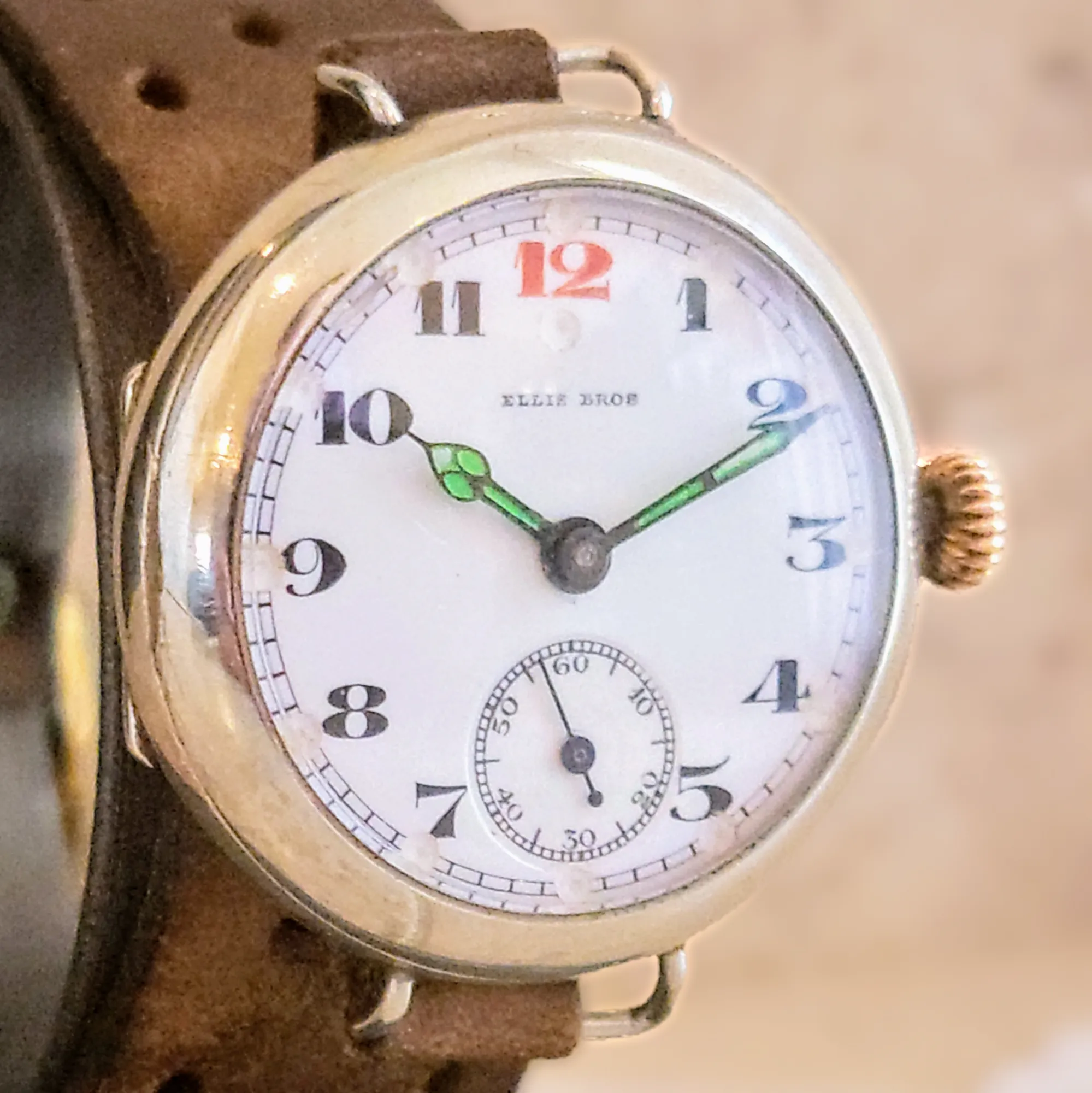 ELLIS BROS Trench Watch By Civic Watch Co. Swiss Made 1910's