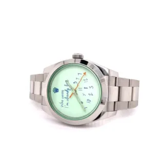 Exclusive 40mm Rolex Milgauss "Who cares I'm already late" custom dial blue font II