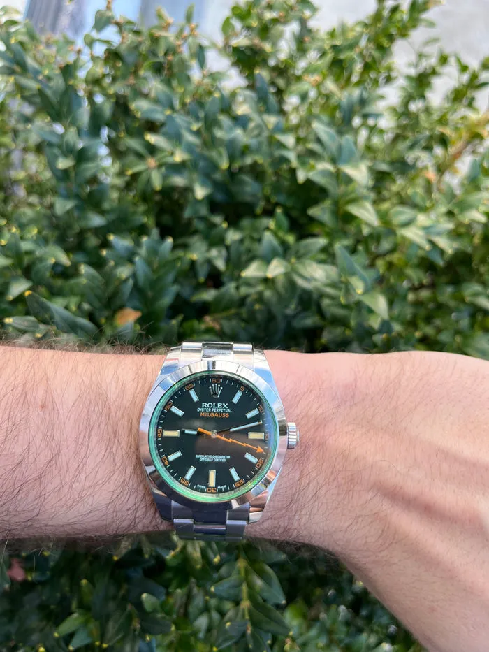 Exclusive 40mm Rolex Milgauss "Who cares I'm already late" custom dial blue font II