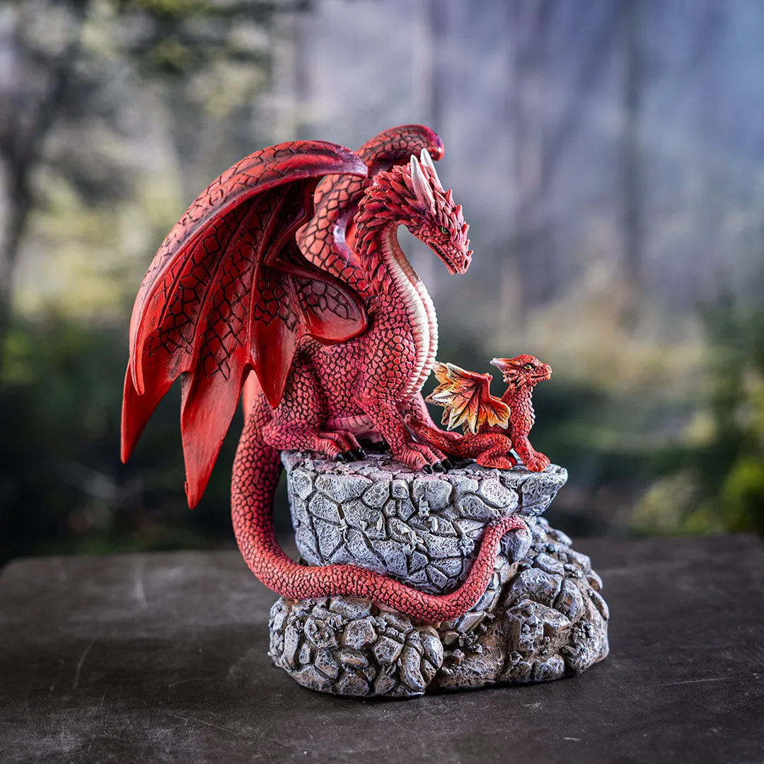 Fire Dragon with Hatchling Figurine