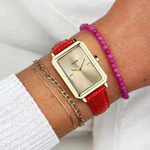 Fluette Leather Coral Lizard, Gold
