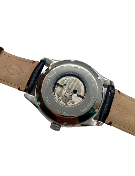 Fossil Black Dial Leather Automatic Men's Watch BQ1142