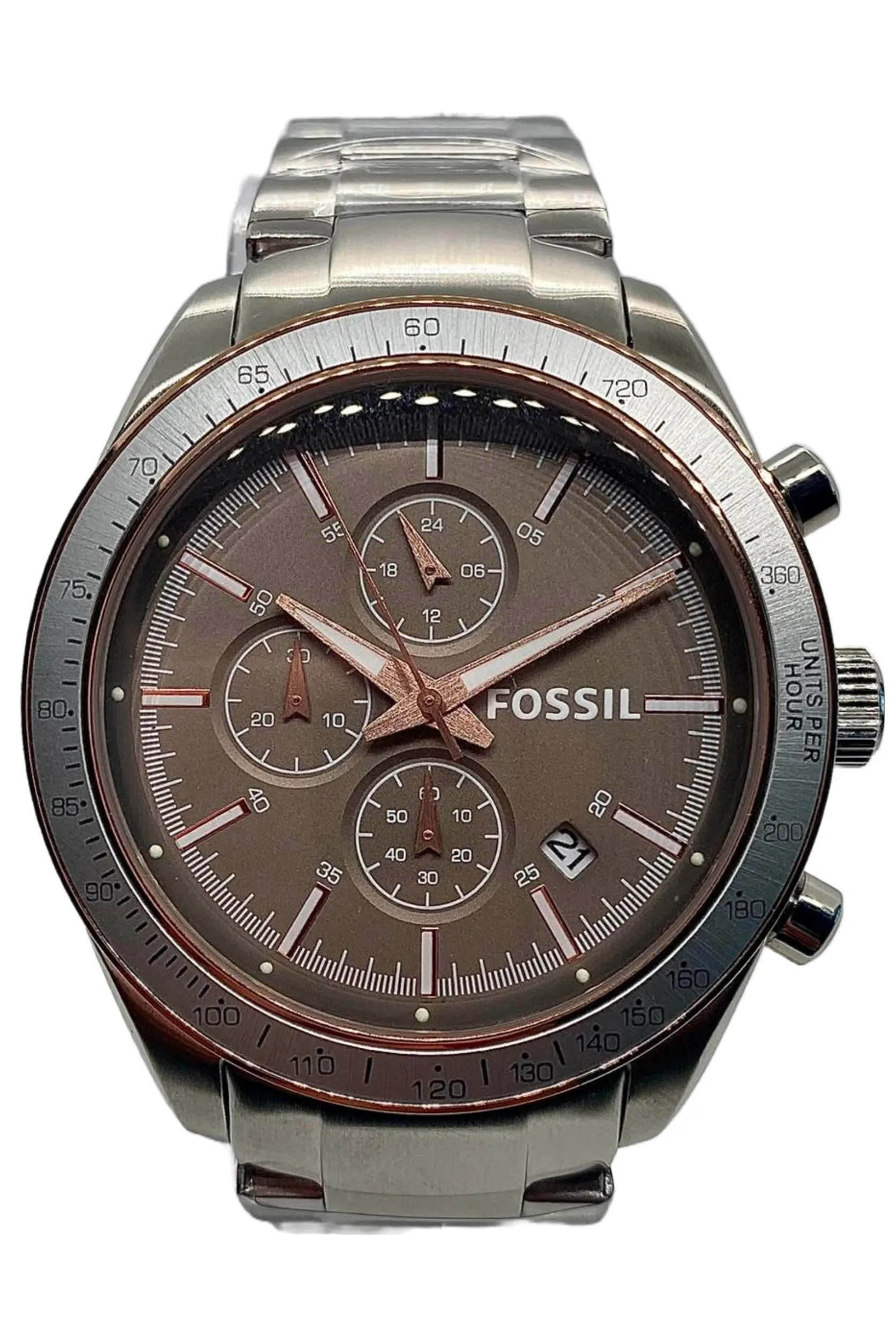 Fossil Chronograph Brown Dial Silver Men's Watch BQ2140