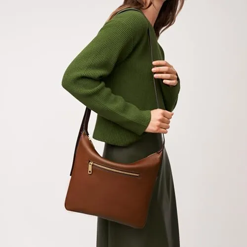 Fossil Women's Cecilia Leather Large Crossbody Purse Handbag, Medium Brown (Model: ZB1888200)