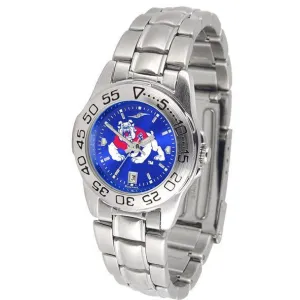 Fresno State Bulldogs Ladies AnoChrome  Steel Band Sports Watch