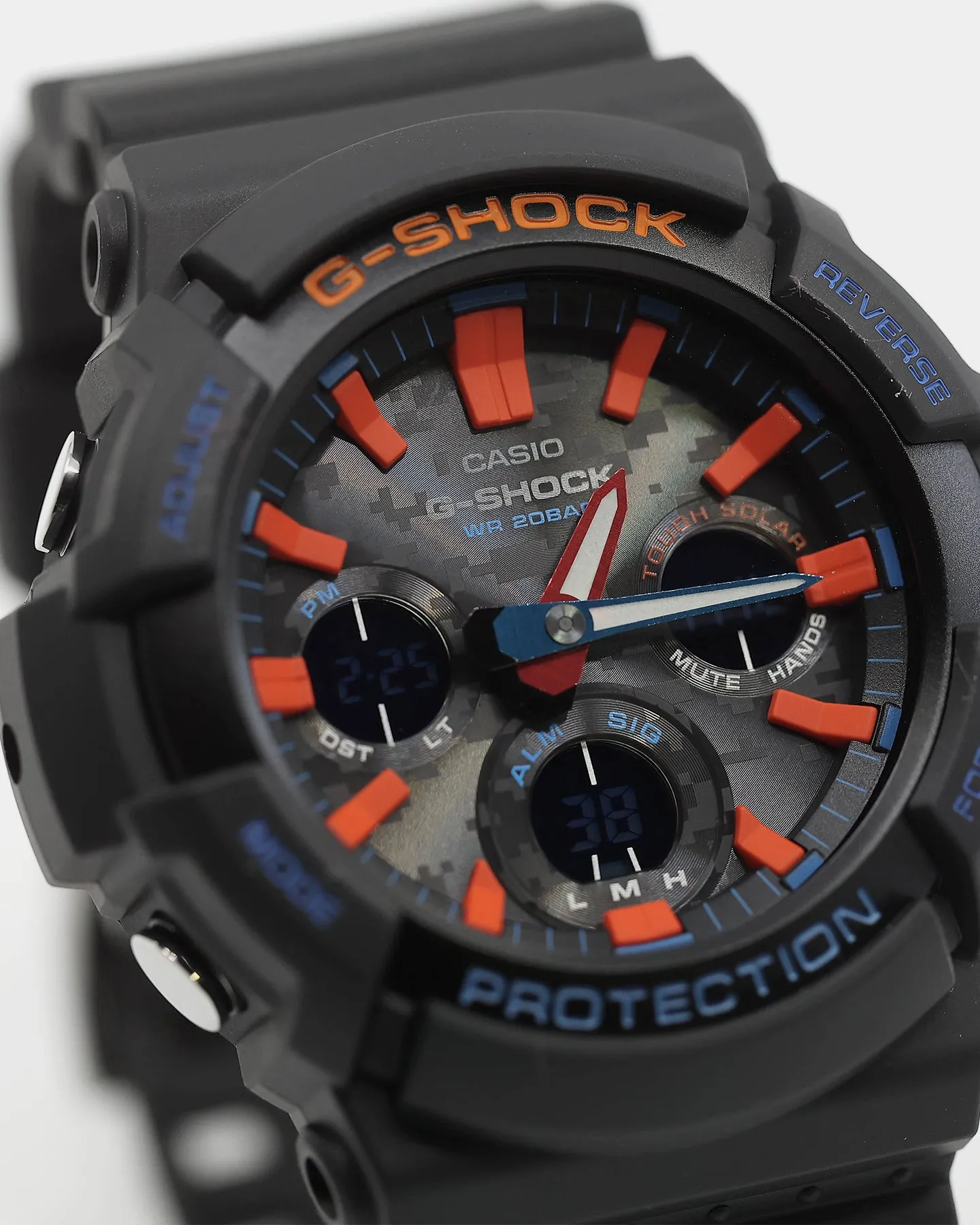 G-SHOCK Men's City Camo GAS100CT-1A Black/Blue/Orange