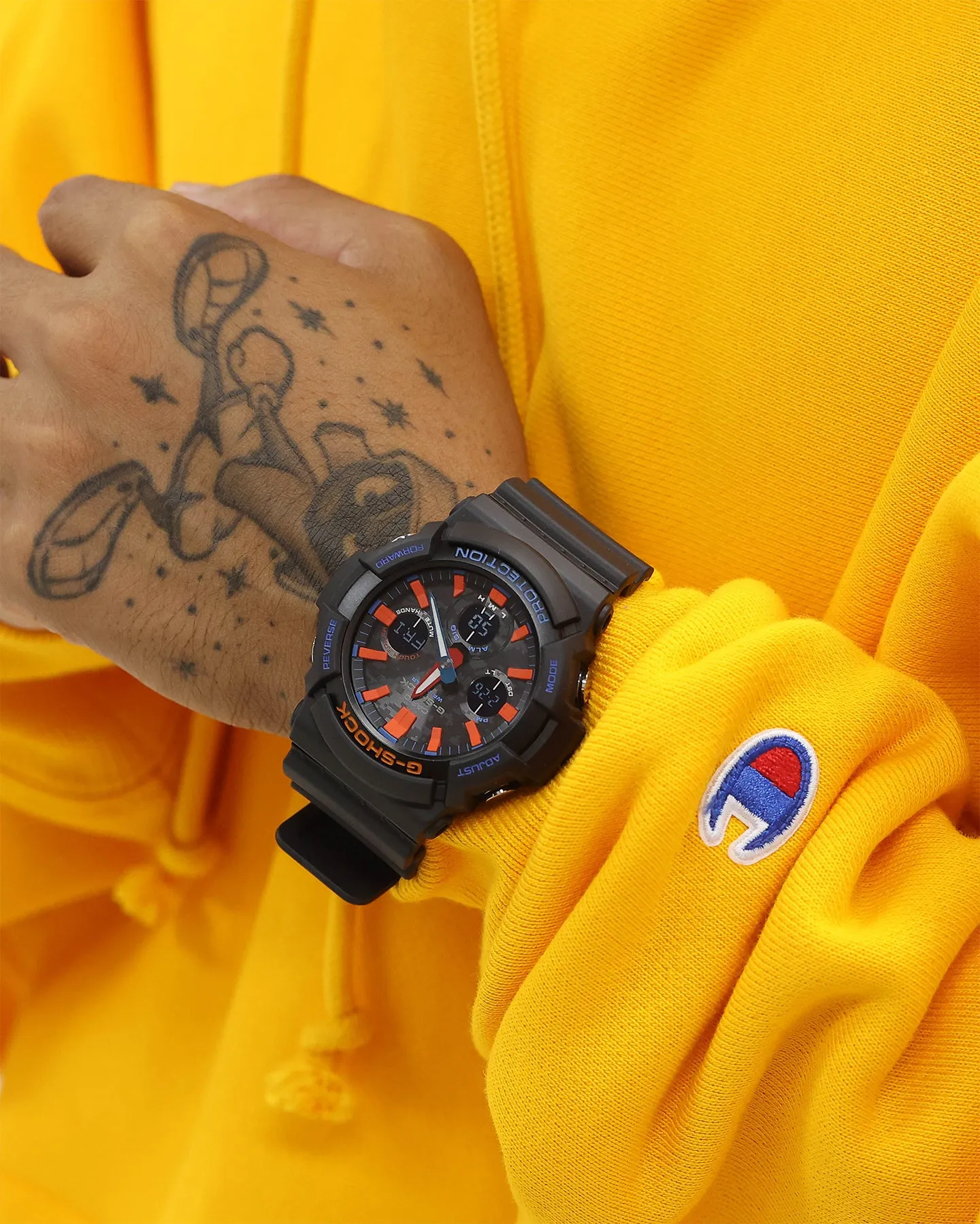 G-SHOCK Men's City Camo GAS100CT-1A Black/Blue/Orange