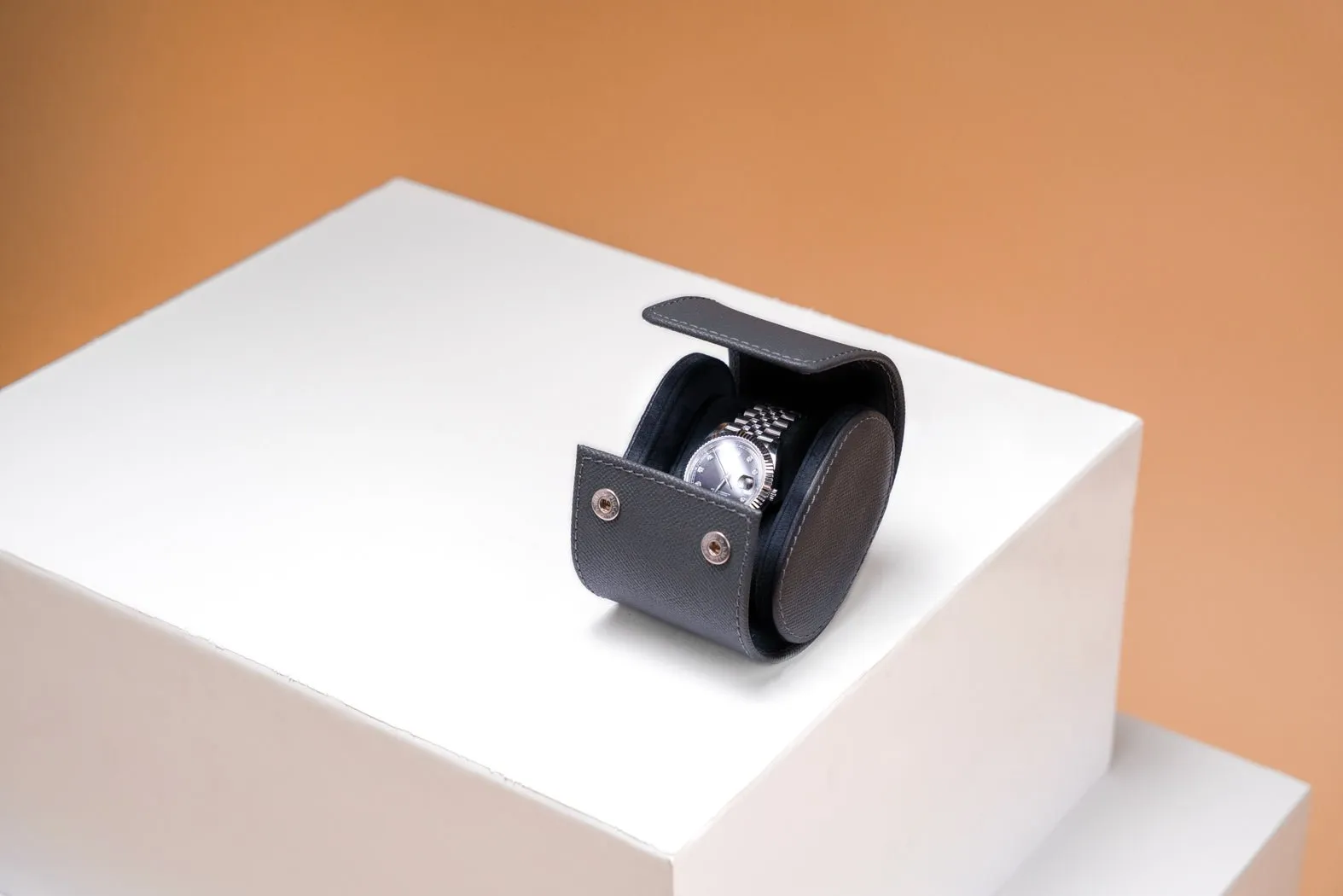 Galata - Saffiano Dark Grey Watch Roll