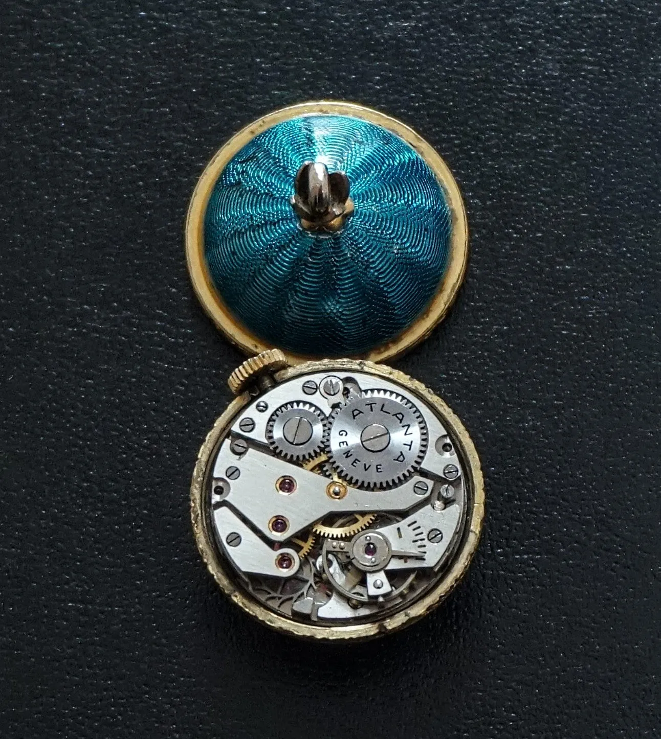 GOLAY, FILS & STAHL Guilloche Enamel Ball Pendant Watch Swiss Caliber AS 970
