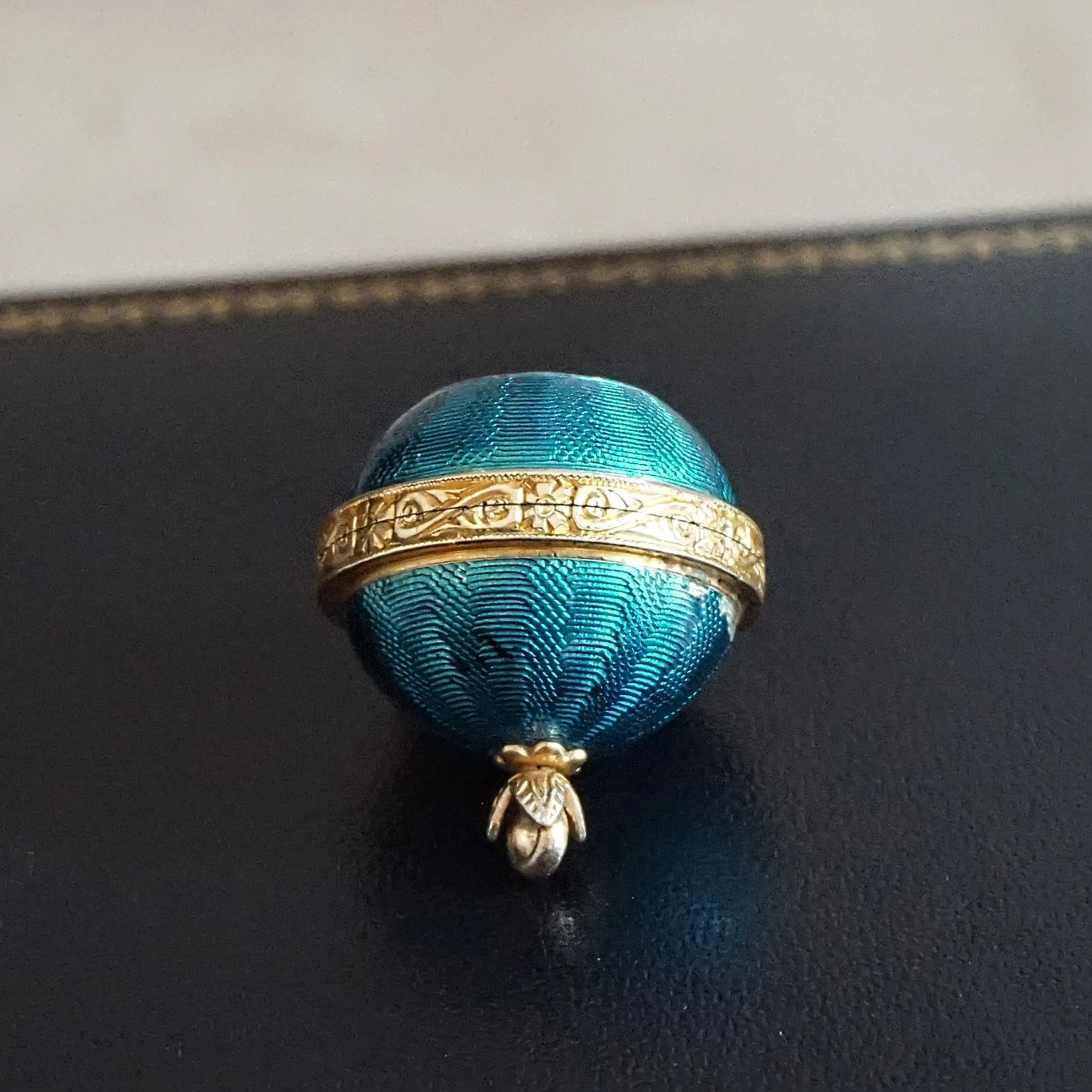 GOLAY, FILS & STAHL Guilloche Enamel Ball Pendant Watch Swiss Caliber AS 970