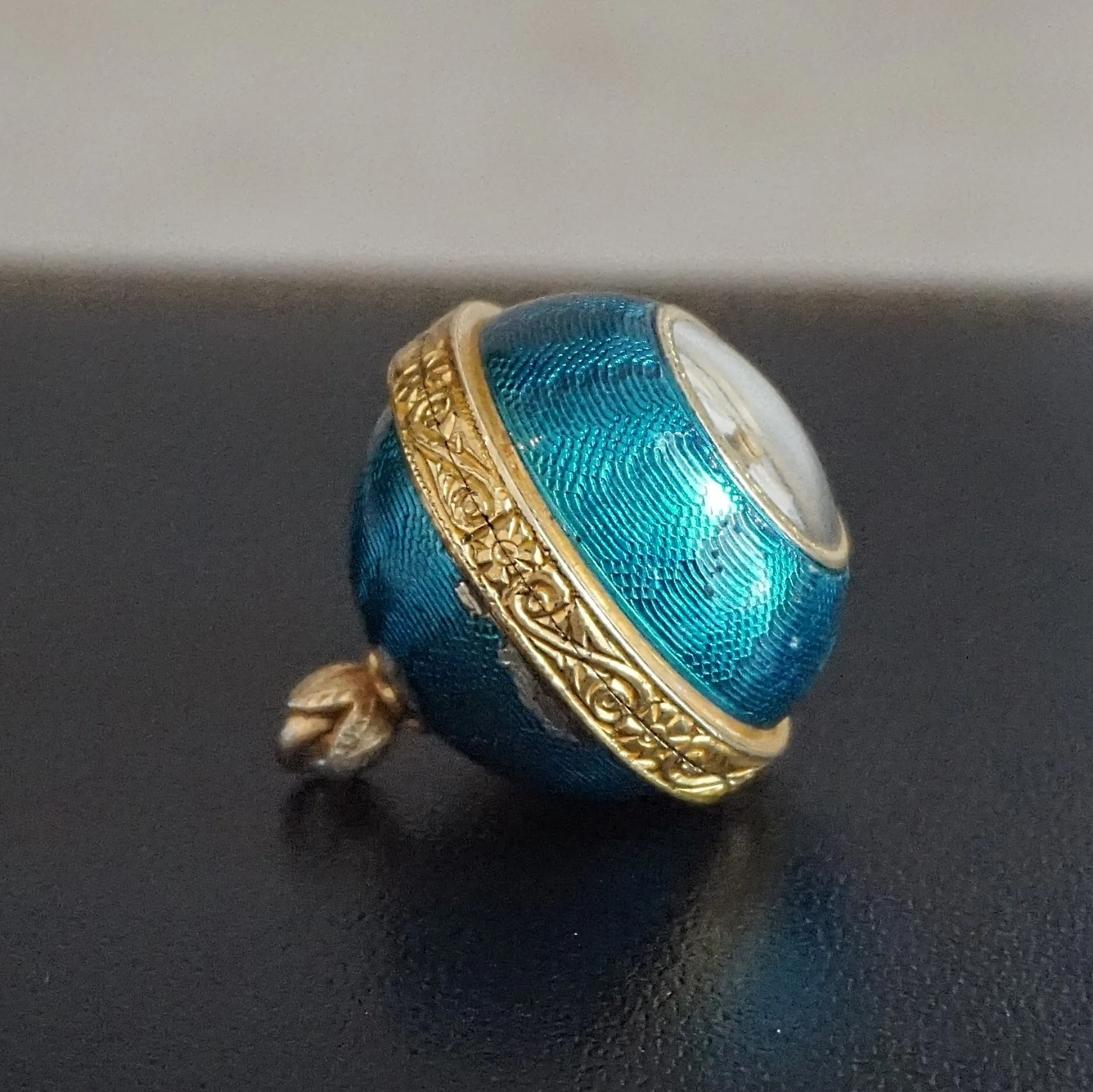 GOLAY, FILS & STAHL Guilloche Enamel Ball Pendant Watch Swiss Caliber AS 970