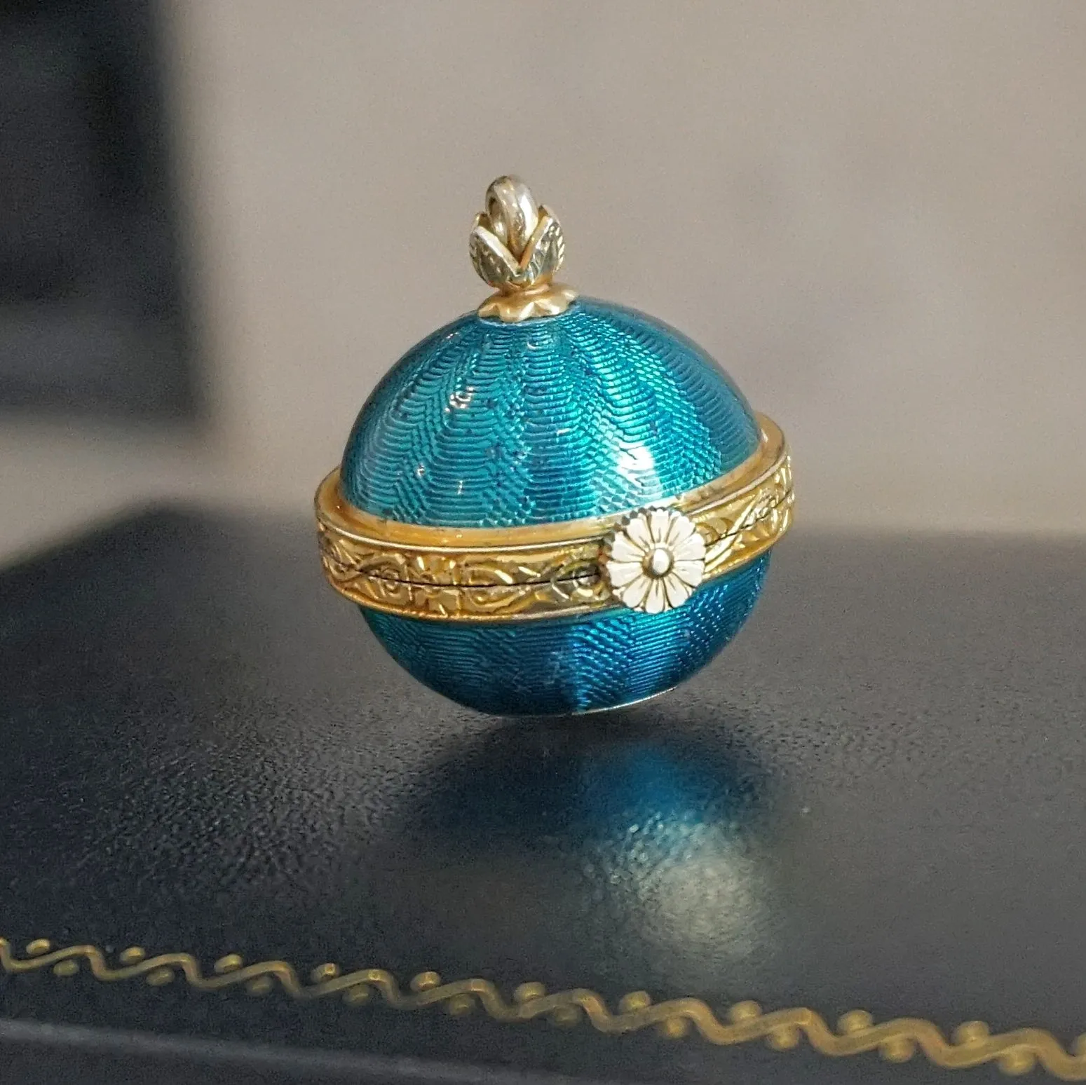 GOLAY, FILS & STAHL Guilloche Enamel Ball Pendant Watch Swiss Caliber AS 970