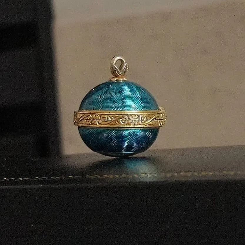 GOLAY, FILS & STAHL Guilloche Enamel Ball Pendant Watch Swiss Caliber AS 970