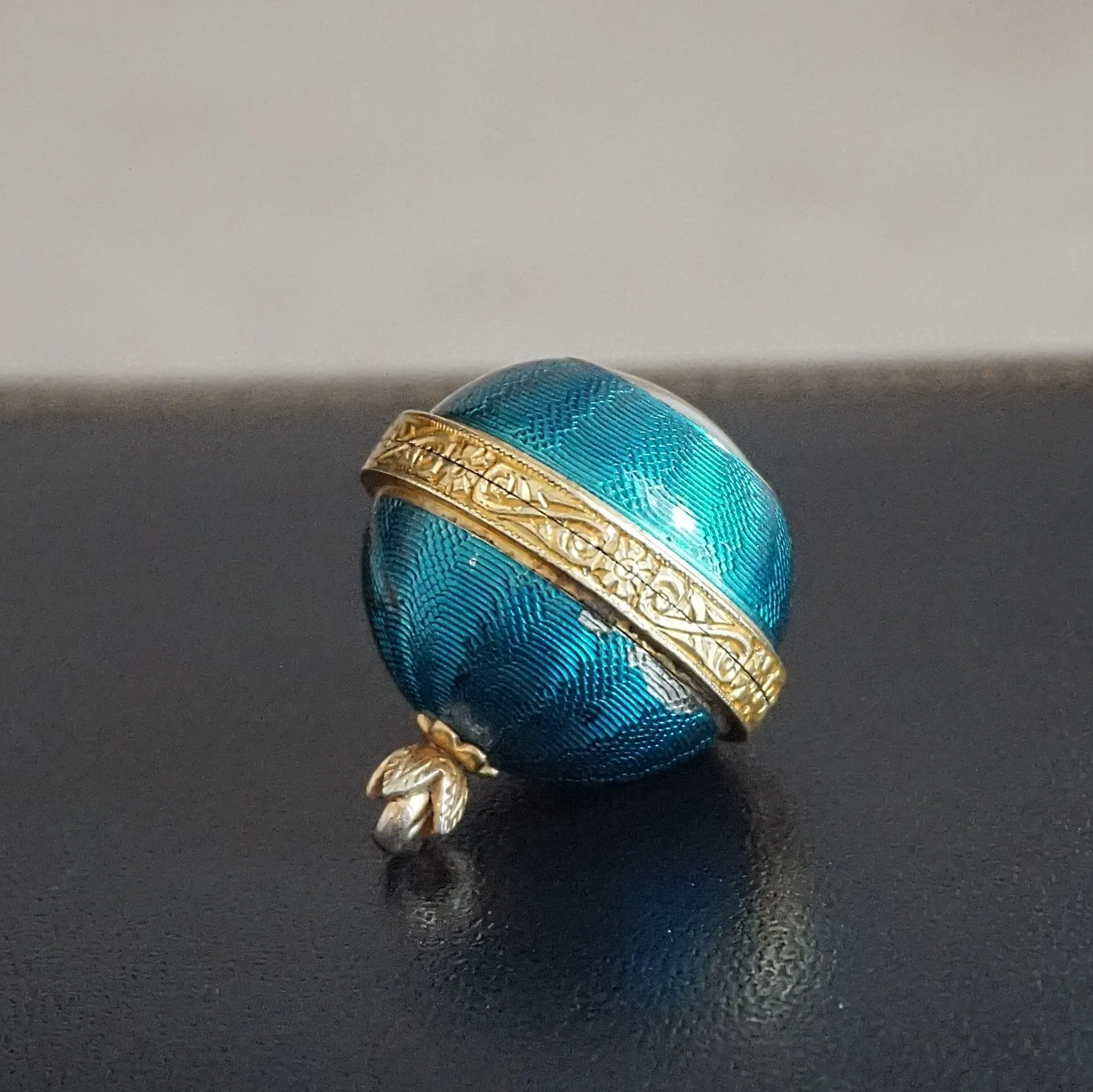 GOLAY, FILS & STAHL Guilloche Enamel Ball Pendant Watch Swiss Caliber AS 970