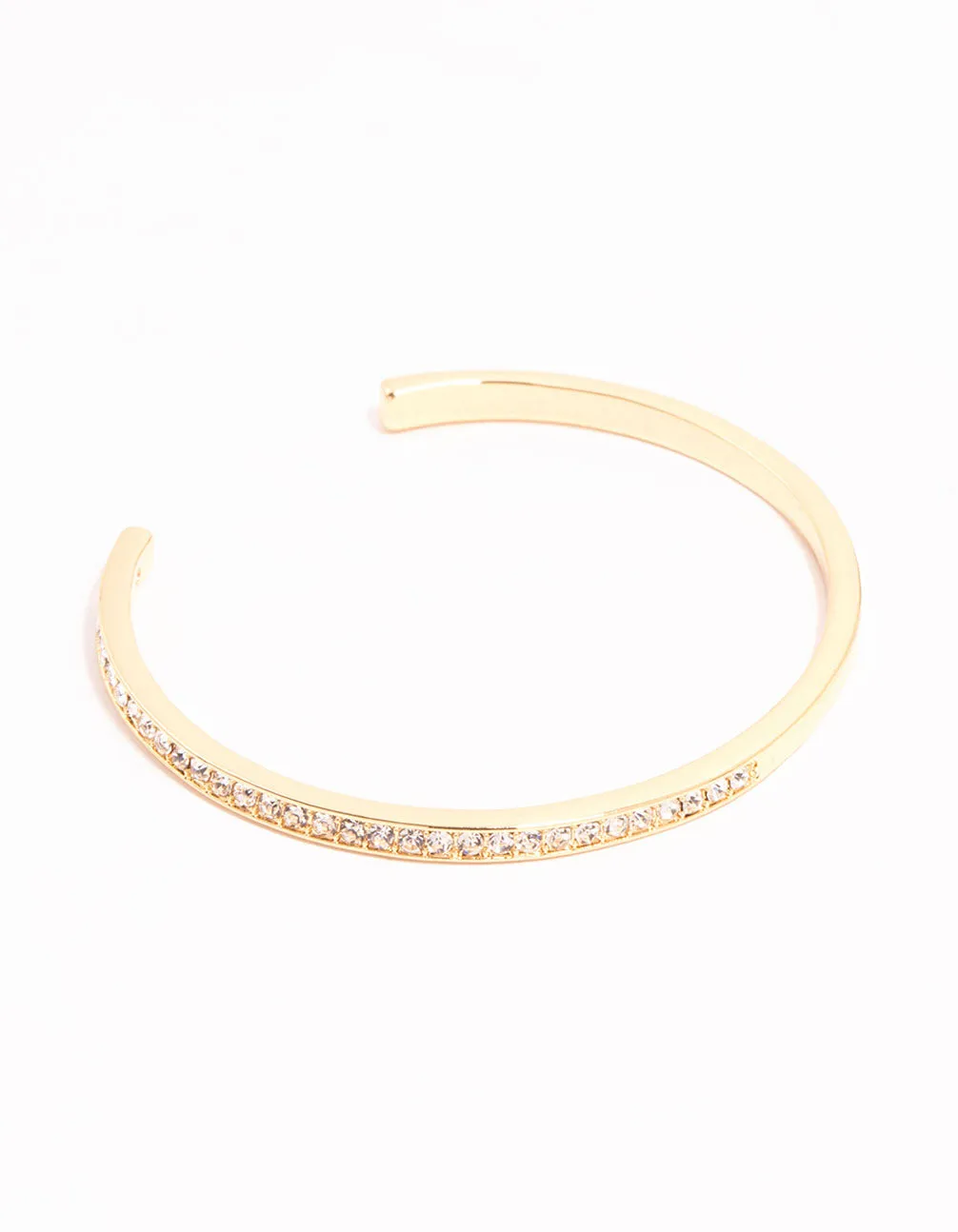 Gold Half Diamante Open Wrist Cuff