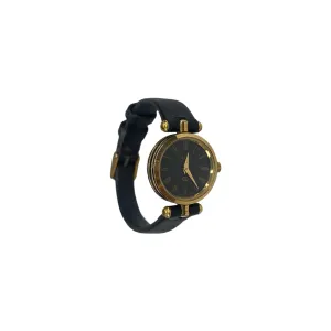 GUCCI 2000M CLASSIC BLACK/GOLD LEATHER WATCH
