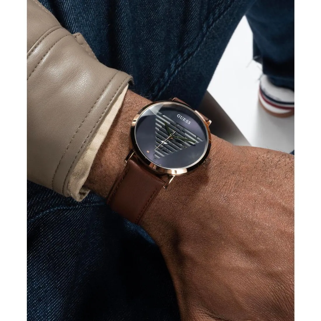 Guess Men 44 mm Navy Dial Analog Watch- GW0503G4