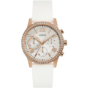 Guess Solar Rose Gold Rubber Strap Women's Watch W1135L1