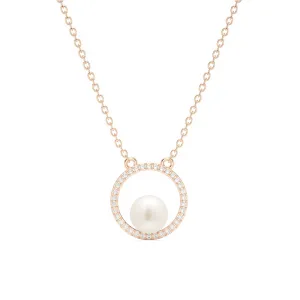 Halo Freshwater Pearl Necklace Freshwater Pearl Rose Gold Pl